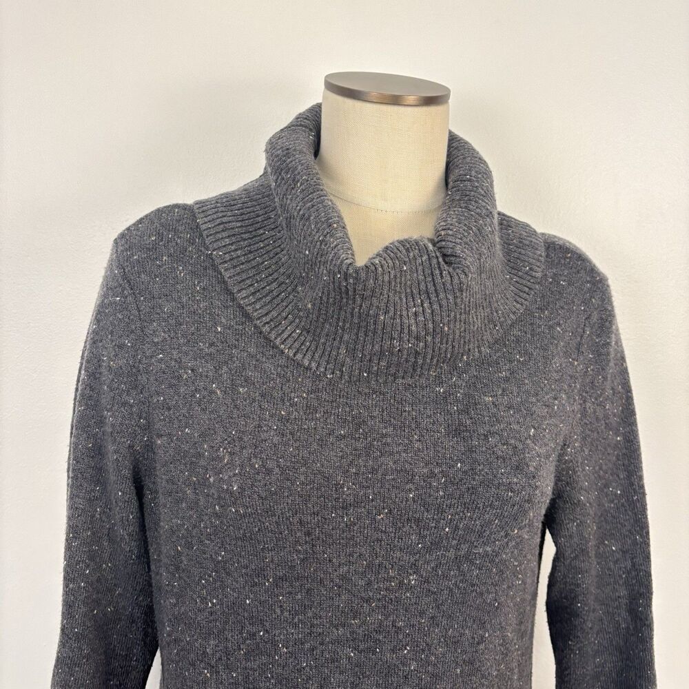 Talbots Womens XL Gray Speckled Sweater Dress Cowl Neck Cotton Blend - Picture 3 of 6